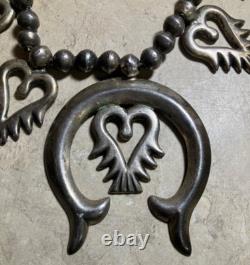 From NM estate-Early, unique cast silver squash blossom style necklace with Naja
