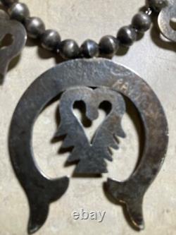 From NM estate-Early, unique cast silver squash blossom style necklace with Naja