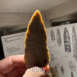 GORGEOUS Early Archaic Dovetail/Kirk Cluster Arrowhead Fulton Co Illinois 3 3/4