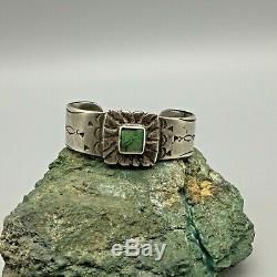 Gorgeous Early Ingot Bracelet With Natural Green Turquoise Prized Possession