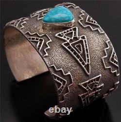 Gorgeous Silver Turquoise Tufa Cast Arrowhead Bracelet Stanford Yazzie SP32C