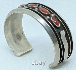 Great 1970's Dine' Silver & Coral Bracelet by Jackie Singer. Early 1st Type Sign
