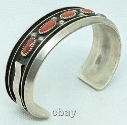Great 1970's Dine' Silver & Coral Bracelet by Jackie Singer. Early 1st Type Sign