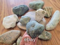 Green & White Jade Native American Indian Stone Effigy Art, Artifacts, Tools