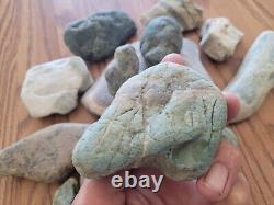 Green & White Jade Native American Indian Stone Effigy Art, Artifacts, Tools