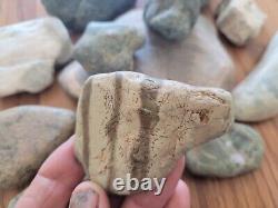 Green & White Jade Native American Indian Stone Effigy Art, Artifacts, Tools