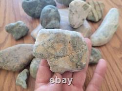 Green & White Jade Native American Indian Stone Effigy Art, Artifacts, Tools