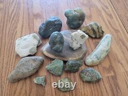 Green & White Jade Native American Indian Stone Effigy Art, Artifacts, Tools