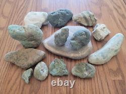 Green & White Jade Native American Indian Stone Effigy Art, Artifacts, Tools