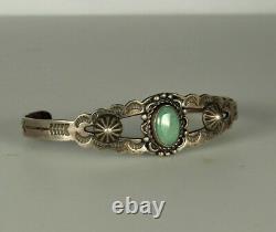 HARVEY ERA Arrow Bracelet 1930s Navajo STERLING Cuff Turquoise Early Bell Mark