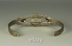 HARVEY ERA Arrow Bracelet 1930s Navajo STERLING Cuff Turquoise Early Bell Mark