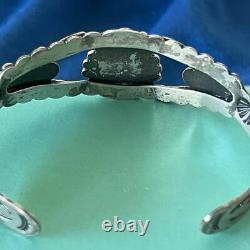 HARVEY ERA Arrow Bracelet 1930s Navajo STERLING Cuff Turquoise Early Bell Mark