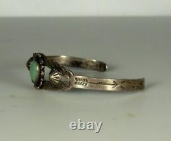 HARVEY ERA Arrow Bracelet 1930s Navajo STERLING Cuff Turquoise Early Bell Mark