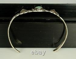 HARVEY ERA Arrow Bracelet 1930s Navajo STERLING Cuff Turquoise Early Bell Mark