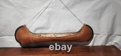 Handmade Antique Native American Birch Bark Collectable Canoe 36 Early 1900s