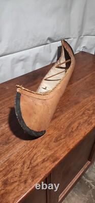 Handmade Antique Native American Birch Bark Collectable Canoe 36 Early 1900s
