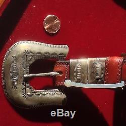 Handmade Early Antique Native American Sterling Belt Buckle Set