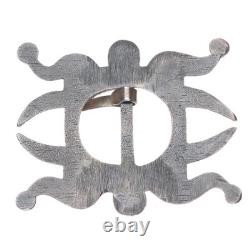 Heavy vintage Navajo tufa cast sterling silver early style belt buckle