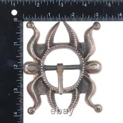 Heavy vintage Navajo tufa cast sterling silver early style belt buckle