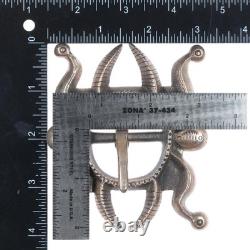 Heavy vintage Navajo tufa cast sterling silver early style belt buckle