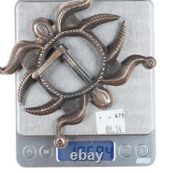 Heavy vintage Navajo tufa cast sterling silver early style belt buckle