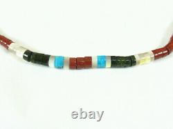Heishi Turqouise & Other Stone Beads Silver Necklace Native American 23.5
