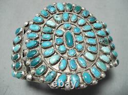 Huge Early Vintage Navajo Cerrillos Turquoise Sterling Silver Bracelet