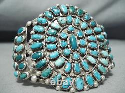 Huge Early Vintage Navajo Cerrillos Turquoise Sterling Silver Bracelet