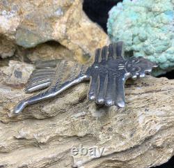 IMPORTANT! 1920's SIGNED Zuni Juan De Dios Sterling Silver Knifewing Pin