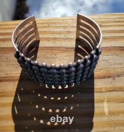 IMPORTANT EARLY VINTAGE ZUNI Synthetic Turquoise SNAKE EYES BRACELET 5Row 1940s