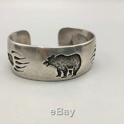 INCREDIBLE! Early PRESTON MONONGYE Hopi, Sterling Silver Overlay Bracelet