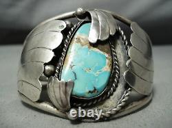 Important Early Chee Vintage Navajo Turquoise Sterling Silver Bracelet