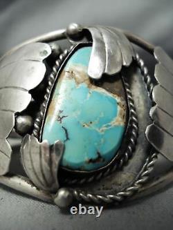 Important Early Chee Vintage Navajo Turquoise Sterling Silver Bracelet