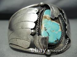 Important Early Chee Vintage Navajo Turquoise Sterling Silver Bracelet