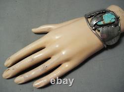 Important Early Chee Vintage Navajo Turquoise Sterling Silver Bracelet