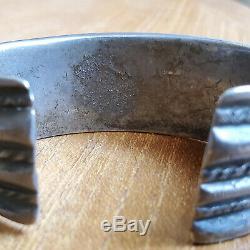 Important Early First Phase Navajo Ingot Silver Cuff Bracelet Old Pawn