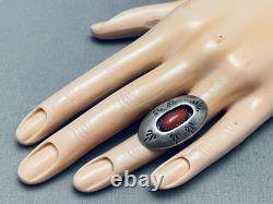 Important Early Hallmark Raymond Yazzie Coral Sterling Silver Ring