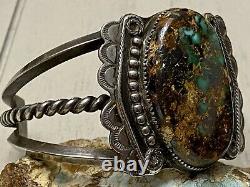 Important Early Hopi Harry Sakyesva Sterling With Stunning Turquoise Cuff BRACELET