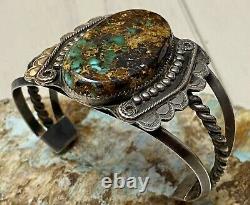 Important Early Hopi Harry Sakyesva Sterling With Stunning Turquoise Cuff BRACELET