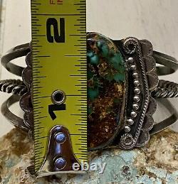 Important Early Hopi Harry Sakyesva Sterling With Stunning Turquoise Cuff BRACELET