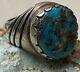 Important Early Hopi Lewis Lomay Sterling & Old Morenci Turquoise Ring Size 9.5