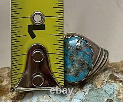 Important Early Hopi LEWIS LOMAY Sterling & Old Morenci Turquoise Ring Size 9.5