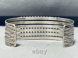 Important Early Vintage Zuni Turquoise Snake Eyes Sterling Silver Bracelet