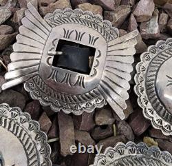 Important Old Early Coin Silver Or Better Vintage Navajo Concho Belt