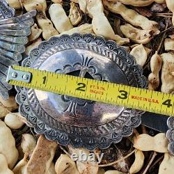 Important Old Early Coin Silver Or Better Vintage Navajo Concho Belt