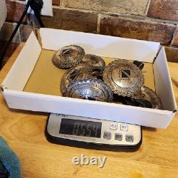 Important Old Early Coin Silver Or Better Vintage Navajo Concho Belt