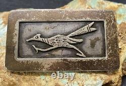 Important Rare Early Cochiti JOE H QUINTANA Sterling Roadrunner Belt Buckle SEE