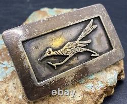 Important Rare Early Cochiti JOE H QUINTANA Sterling Roadrunner Belt Buckle SEE