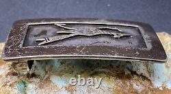 Important Rare Early Cochiti JOE H QUINTANA Sterling Roadrunner Belt Buckle SEE