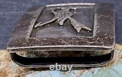 Important Rare Early Cochiti JOE H QUINTANA Sterling Roadrunner Belt Buckle SEE